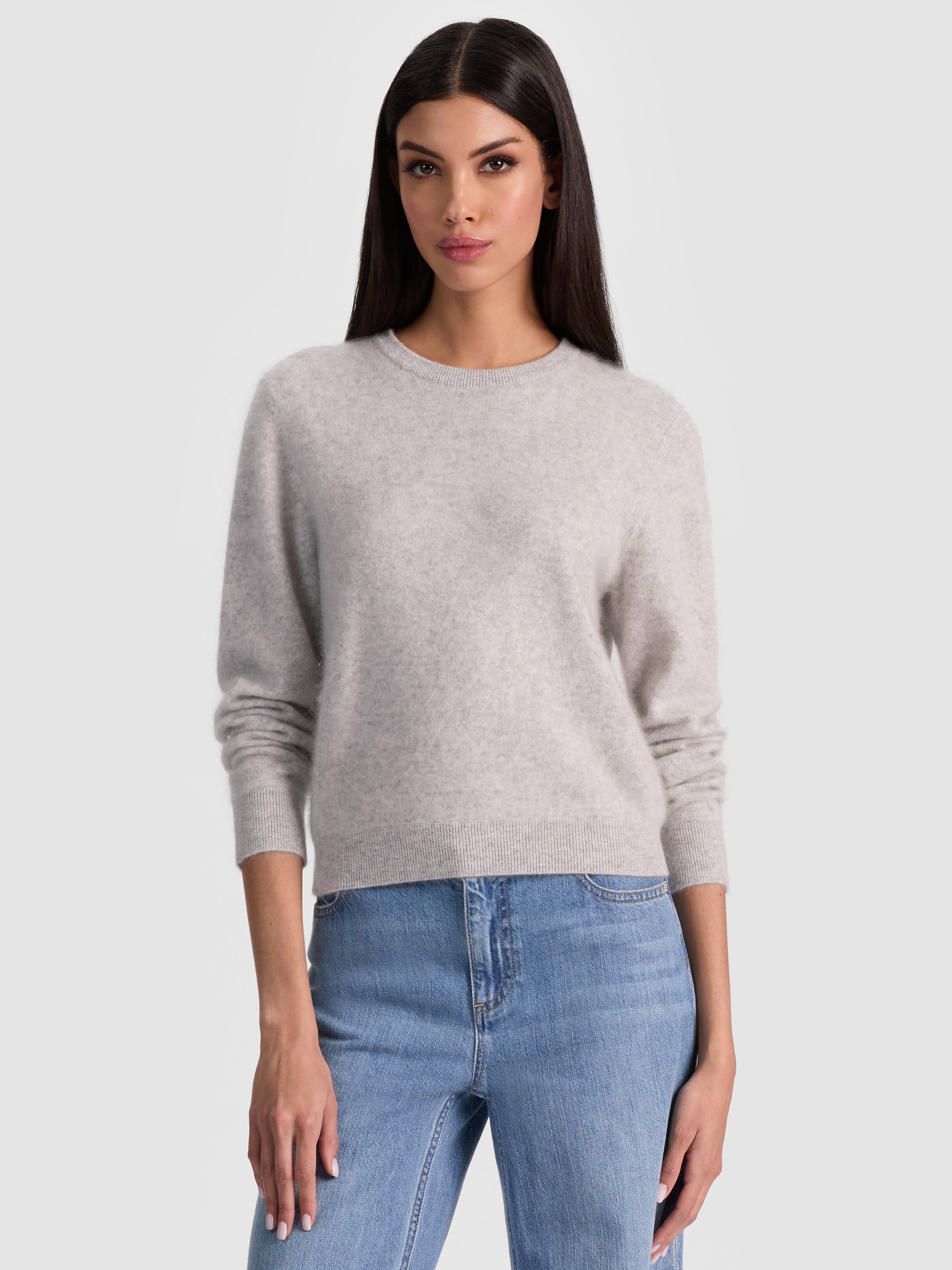 Alice And Olivia Carolee Cashmere Pullover In Gray