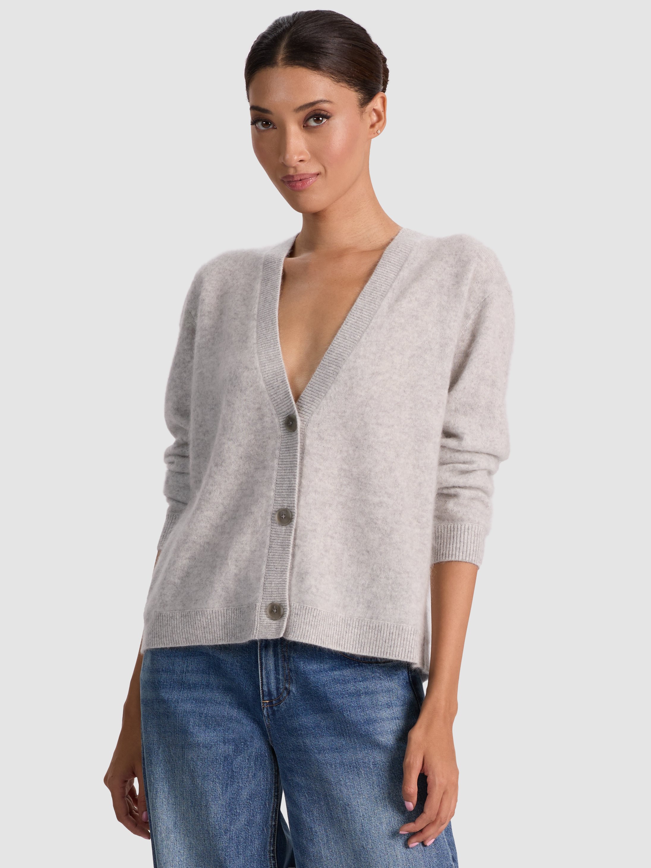 Alice And Olivia Bradley Short Cardigan In Gray
