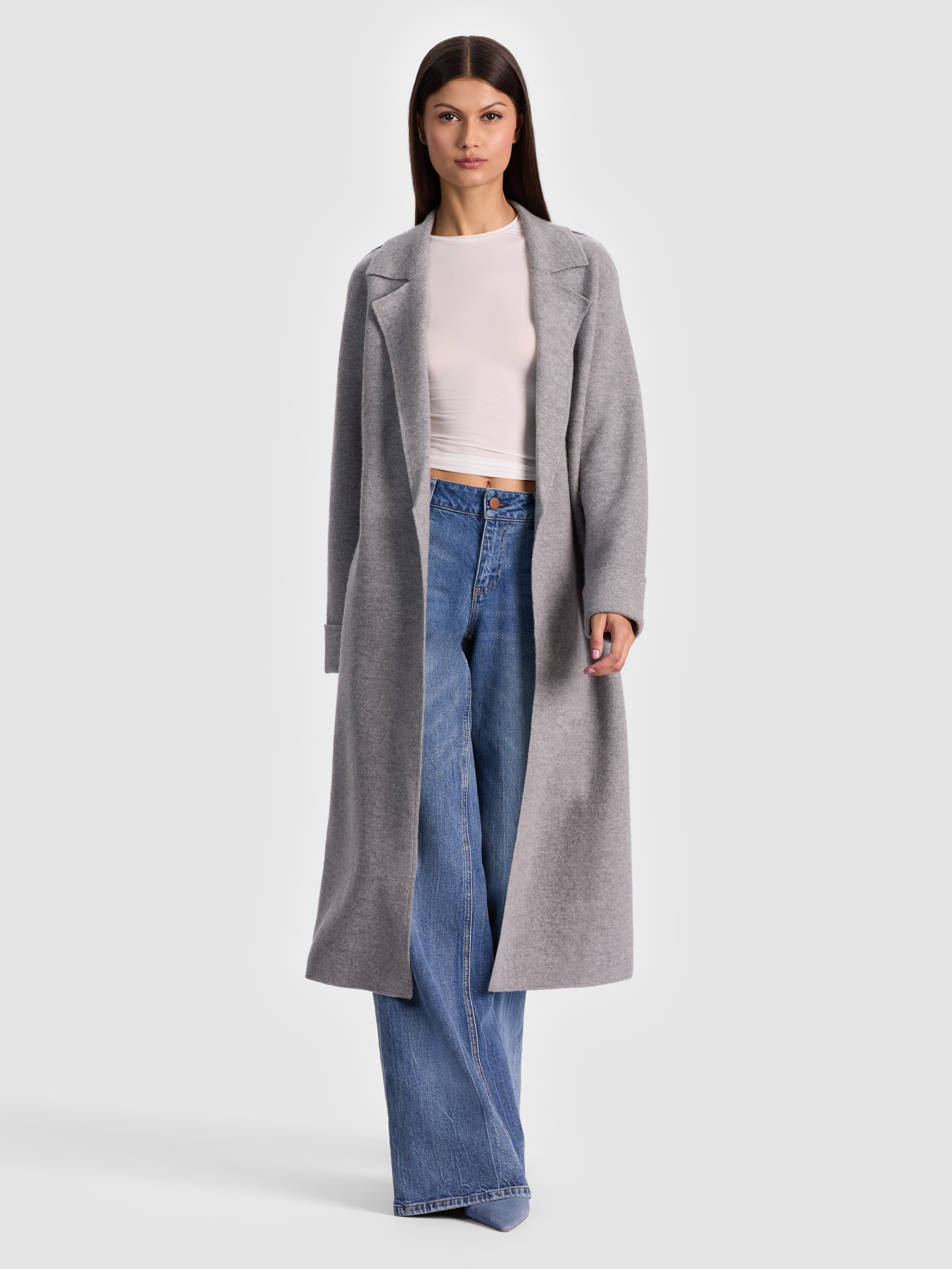 Alice And Olivia Rowan Wrap Coat In Gray