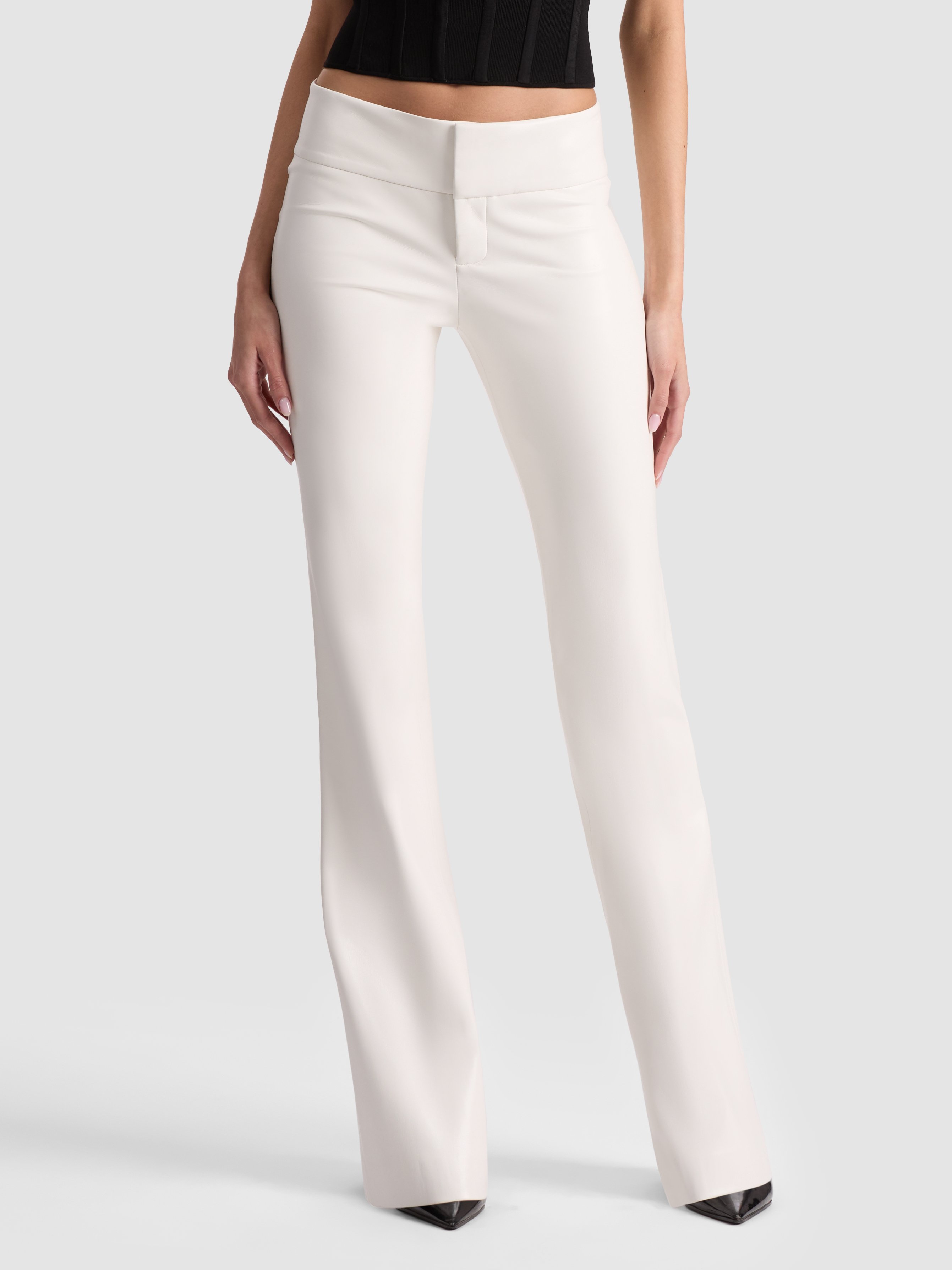 Alice And Olivia Olivia Vegan Leather Pant In White
