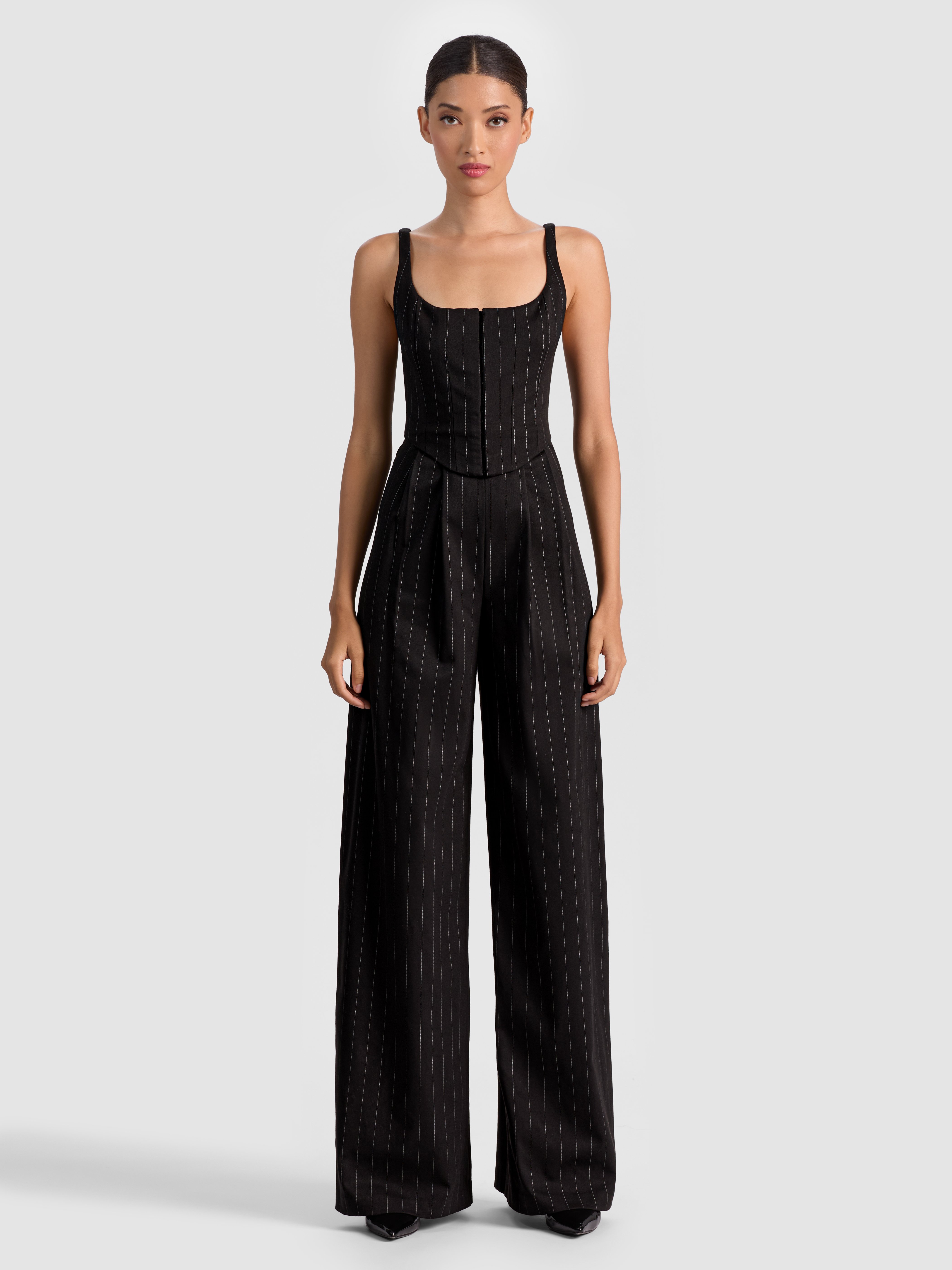 Alice And Olivia Rebecca Tailored Vest Jumpsuit In Black