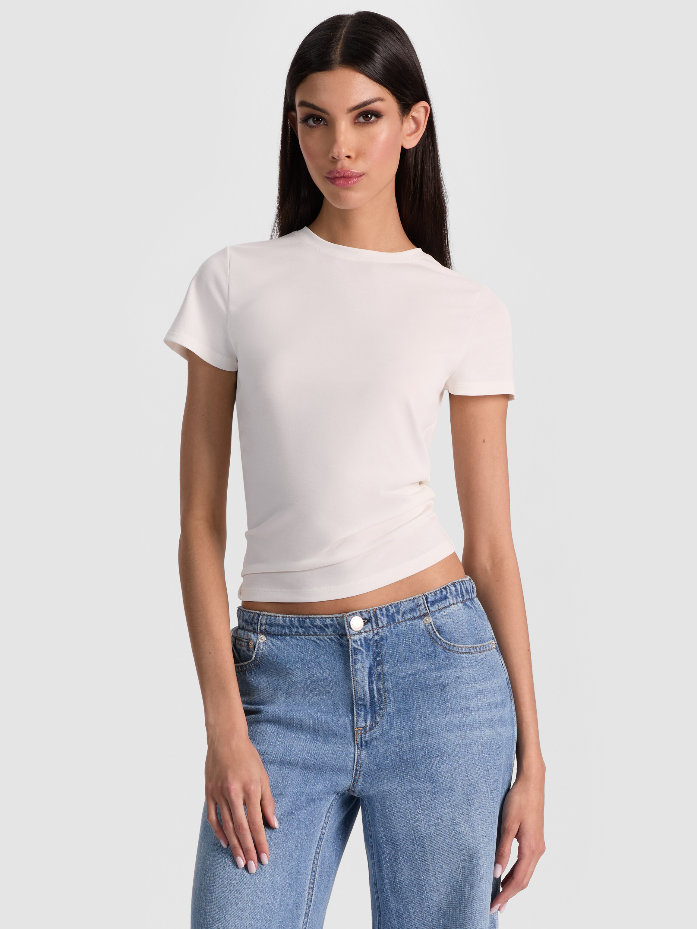 Alice And Olivia Tess Baby Tee In White