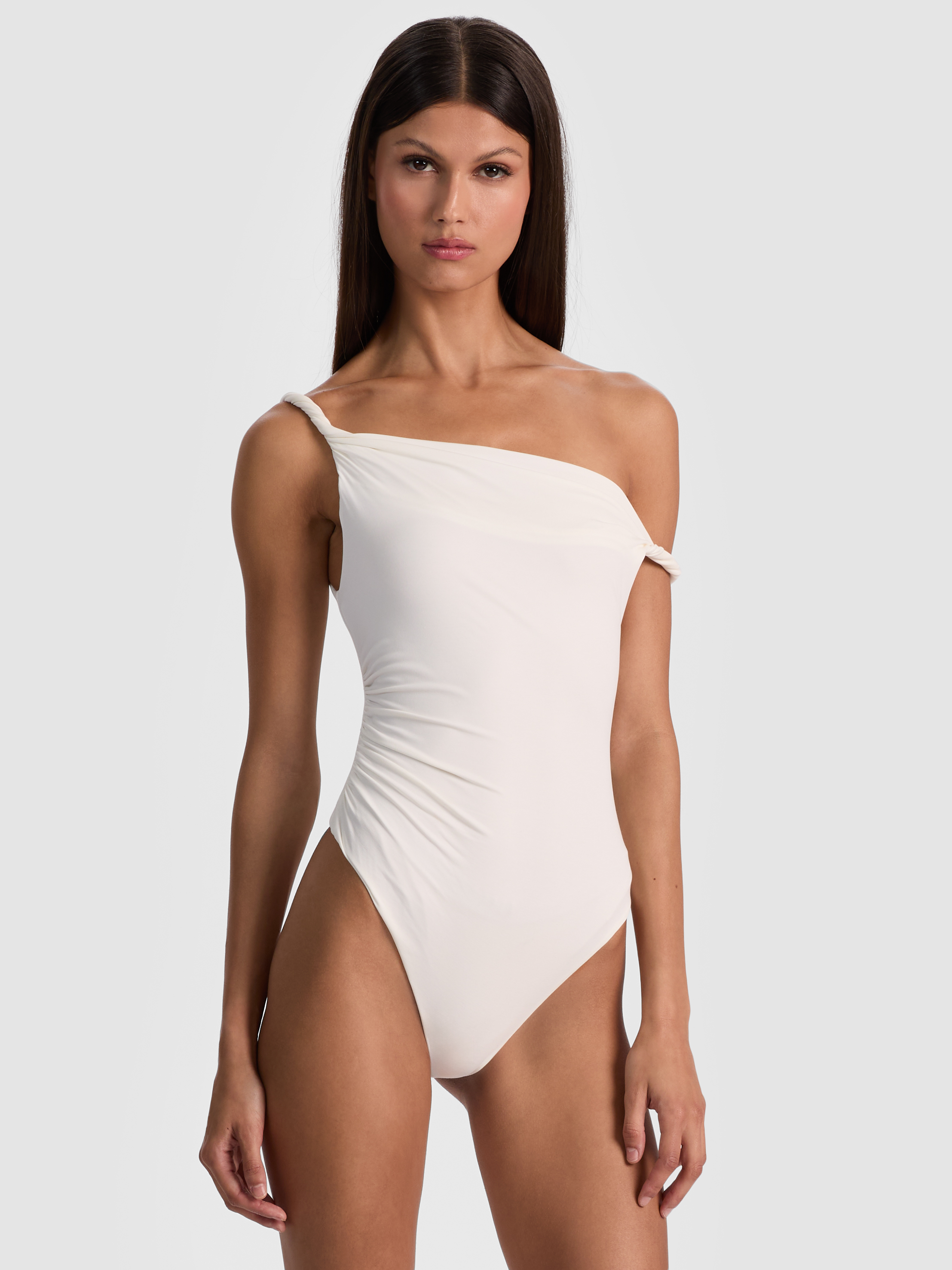 Alice And Olivia Bianca Twisted Bodysuit In White