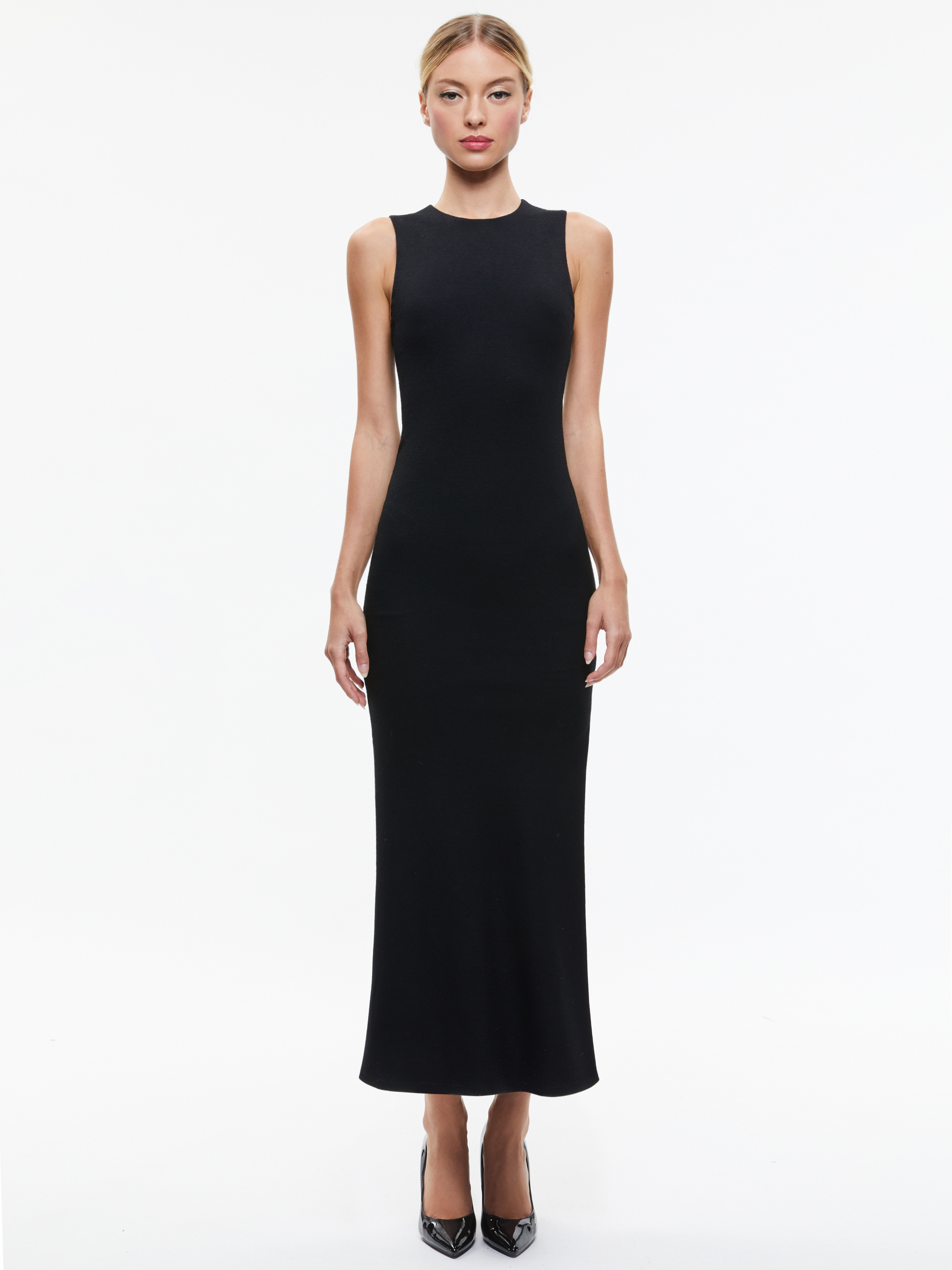 Alice And Olivia Delora Wool Maxi Dress In Black